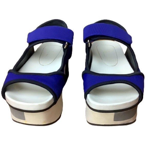 Marni Blue Color Block Neoprene Sandals Summer Bright Travel Comfortable Size 6 - Picture 7 of 12